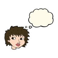 cartoon surprised woman with thought bubble N166