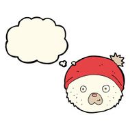 cartoon teddy bear face with thought bubble N8