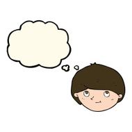 cartoon happy man with thought bubble N300