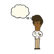 cartoon annoyed man with thought bubble N50