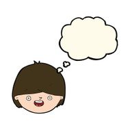 cartoon happy face with thought bubble N39