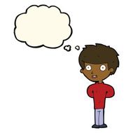 cartoon happy boy with thought bubble N151
