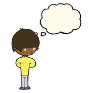 cartoon nervous boy with thought bubble N7