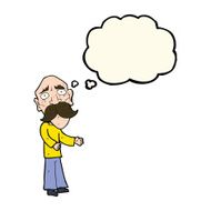 cartoon lonely old man with thought bubble N8