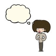 cartoon surprised woman with thought bubble N167