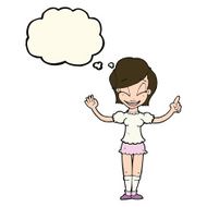 cartoon pretty girl with idea thought bubble N18