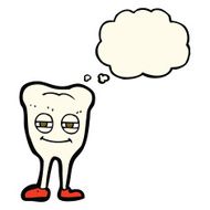 cartoon smiling tooth with thought bubble N8