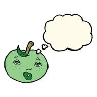 cartoon apple with face thought bubble N14
