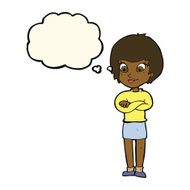 cartoon proud woman with thought bubble N18