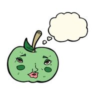 cartoon apple with face thought bubble N15
