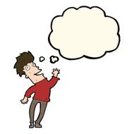 cartoon happy man with thought bubble N301