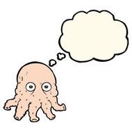 cartoon alien squid face with thought bubble N23