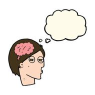 cartoon man thinking carefully with thought bubble N8