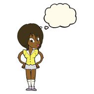 cartoon woman with hands on hips thought bubble N145