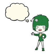 cartoon vampire girl with thought bubble N144