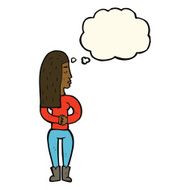 cartoon woman ignoring with thought bubble N19