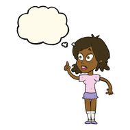 cartoon woman asking question with thought bubble N19