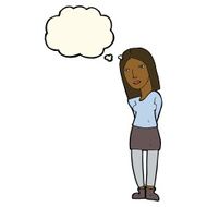 cartoon woman waiting with thought bubble N11