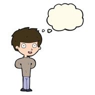 cartoon happy boy with thought bubble N152