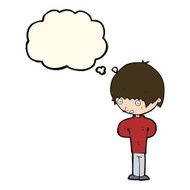 cartoon nervous boy with thought bubble N8
