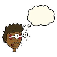 cartoon surprised man with eyes popping out thought bubble N7