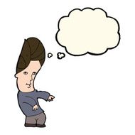 cartoon man with no worries thought bubble N7
