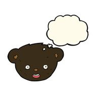 cartoon black bear face with thought bubble N19