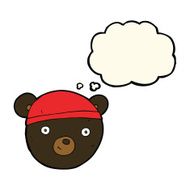 cartoon black bear face with thought bubble N20