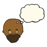 cartoon shocked man with beard thought bubble N12