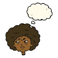 cartoon bitter old woman with thought bubble N12