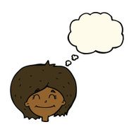 cartoon happy female face with thought bubble N116