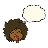 cartoon woman screaming with thought bubble N7