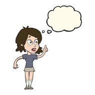 cartoon woman asking question with thought bubble N20