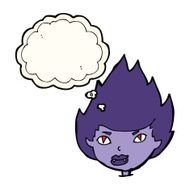 cartoon vampire head with thought bubble N25