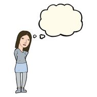 cartoon woman waiting with thought bubble N12