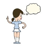 cartoon waitress calling order with thought bubble N8
