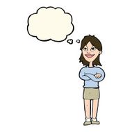 cartoon proud woman with thought bubble N21