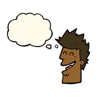 cartoon happy man with thought bubble N302
