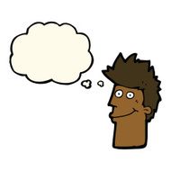 cartoon happy man with thought bubble N303