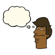 cartoon nervous man with thought bubble N88