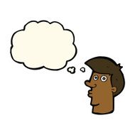 cartoon confused man with thought bubble N26