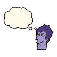 cartoon vampire face with thought bubble N23