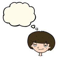 cartoon smug looking boy with thought bubble N7
