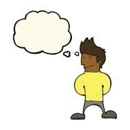 cartoon happy man with thought bubble N304