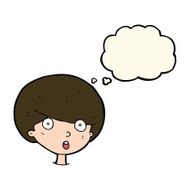 cartoon surprised boy with thought bubble N19
