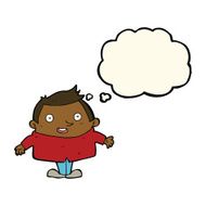 cartoon happy man with thought bubble N305