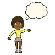 cartoon surprised woman with thought bubble N168