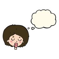 cartoon woman with eyes closed thought bubble N5