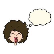 cartoon woman screaming with thought bubble N8