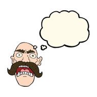 cartoon angry old man with thought bubble N92